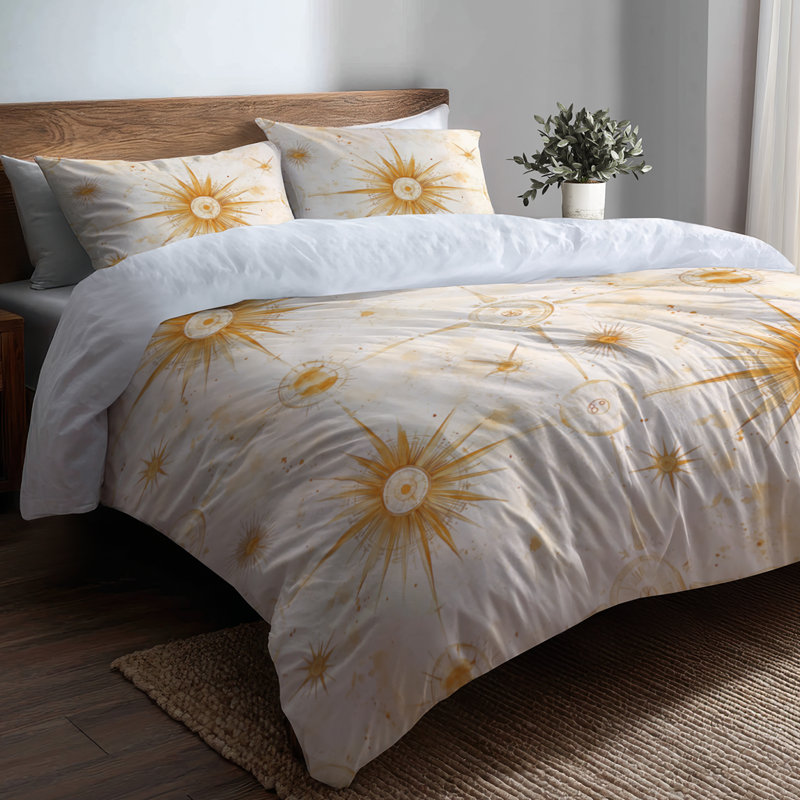 Ensemble de literie 3 pièces Starburst - Ensemble de housse de couette et coussin décoratif Boho Boho