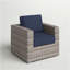 Fauteuil club en osier GRIS
