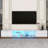 Modern White LED TV Stand with Faux Marble Top & Tempered Glass Storage Console-2037685963