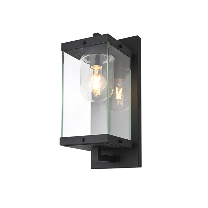 Keaton Outdoor Wall Sconce in Black, 17" H x 7" W x 9" D