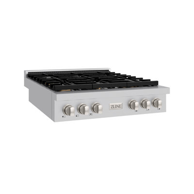 ZLINE 36 in. Autograph Paramount Gas Rangetop w/ 6 Burners & Champagne Bronze Accents