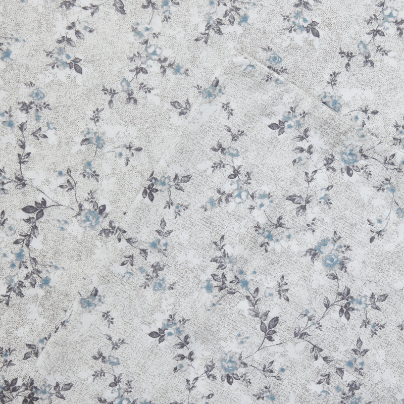 Kashmir Rose Blue Floral Microfiber Twin Sheet Set