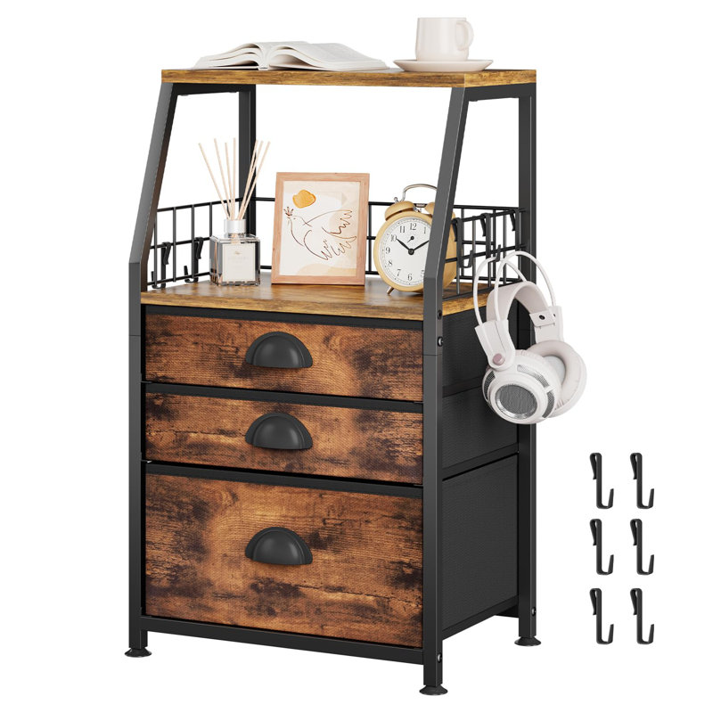 30cm W Metal Bedside Table