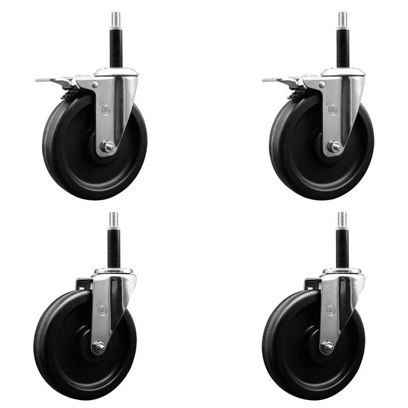 Ensemble de roulettes extensibles pivotantes de 6 pouces et 3/4 pouces avec 2 freins à verrouillage total