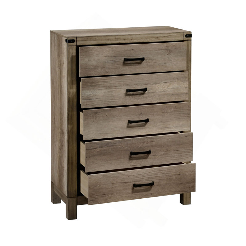 Meubles rustiques en bois massif de 1 chambre à coucher avec commode à cinq tiroirs 1Pc