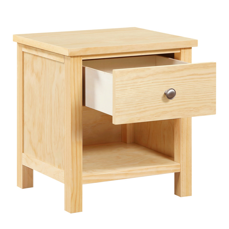 Table de chevet de chevet avec tiroir et tablette inférieure, finition transitionnelle, style transitionnel, poli, aucune table d'assemblage naturelle, nécessaire