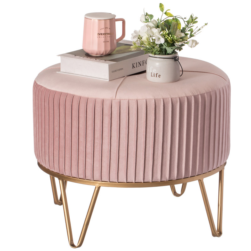 Olando Velvet Ottoman, Pink Revolution Performance Fabrics