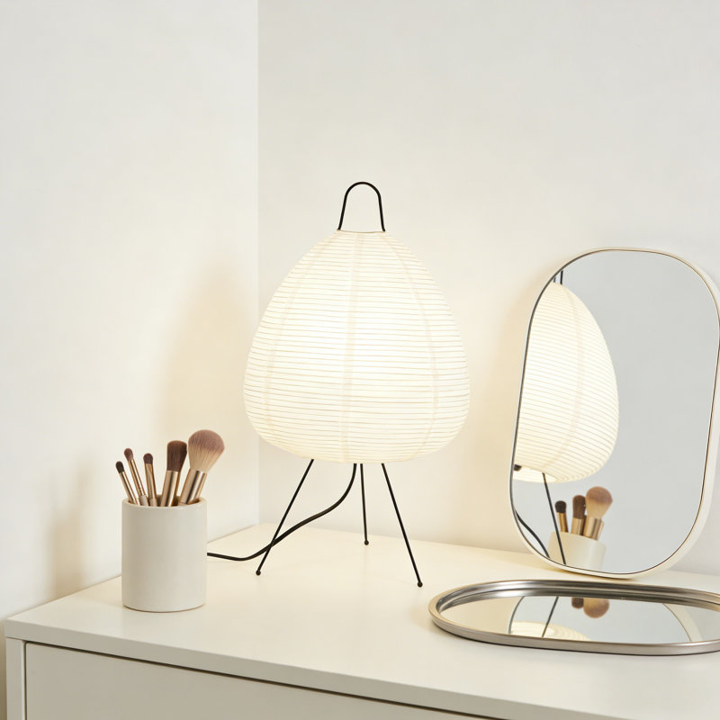 Lampe de table 9,4 pouces en papier de riz, lampe de bureau 3 couleurs E26 (ampoule incluse)
