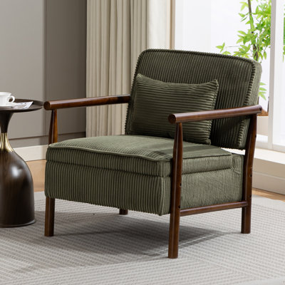 Fauteuil d'appoint rembourré en velours côtelé de 26,6 po de largeur avec coussin supplémentaire