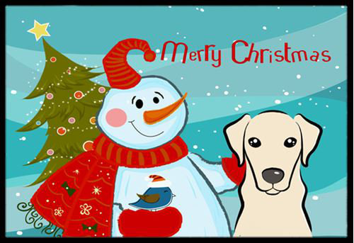 Niver Snowman with Yellow Labrador Non-Slip Outdoor Door Mat The Holiday Aisle® Mat 