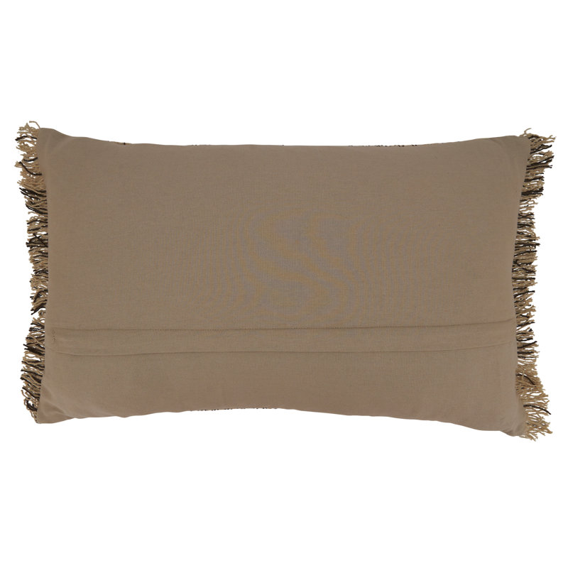 Carey Fringed Cotton Throw Pillow, Feathers, Natural