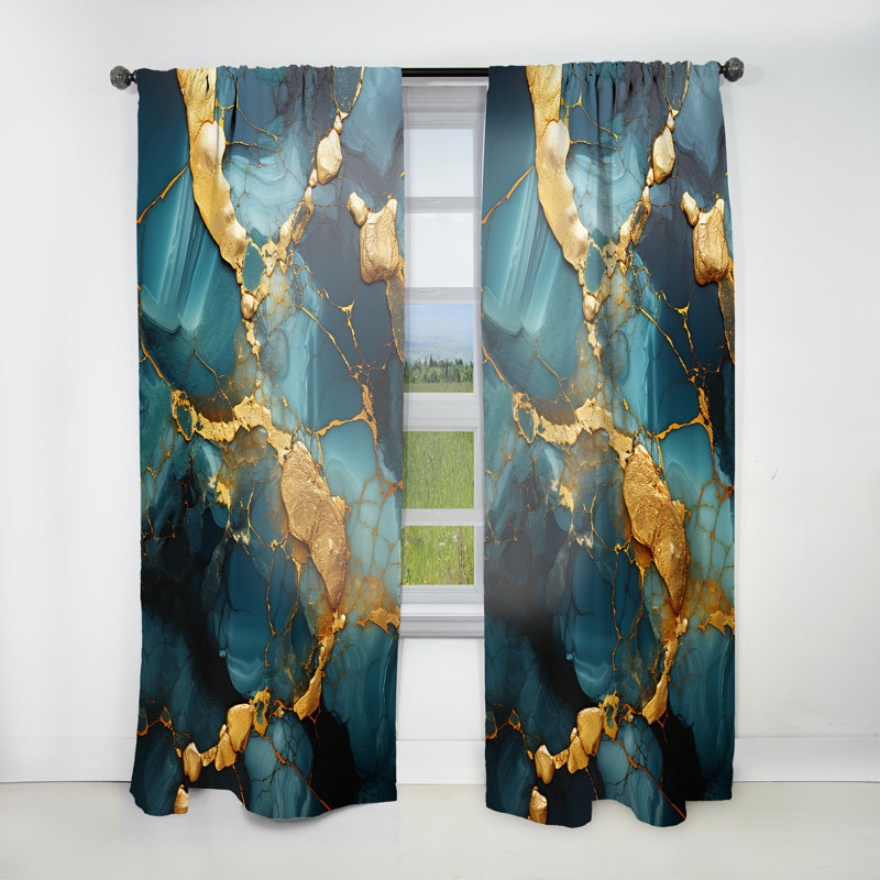Malani - Abstract Curtain - Room Darkening Curtain - 1 Panels, 52" W x 95" L
