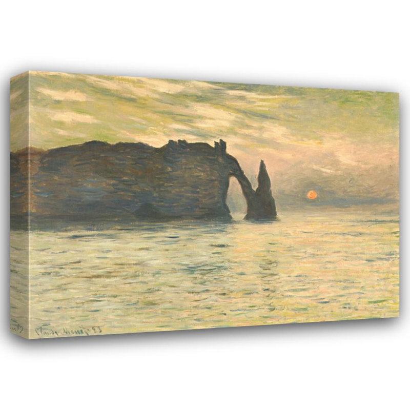 La falaise, Etretat, coucher de soleil, 1883, H 13 po x l 18 po
