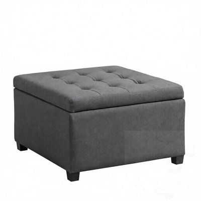 Button-Tufted Armless Storage Bench