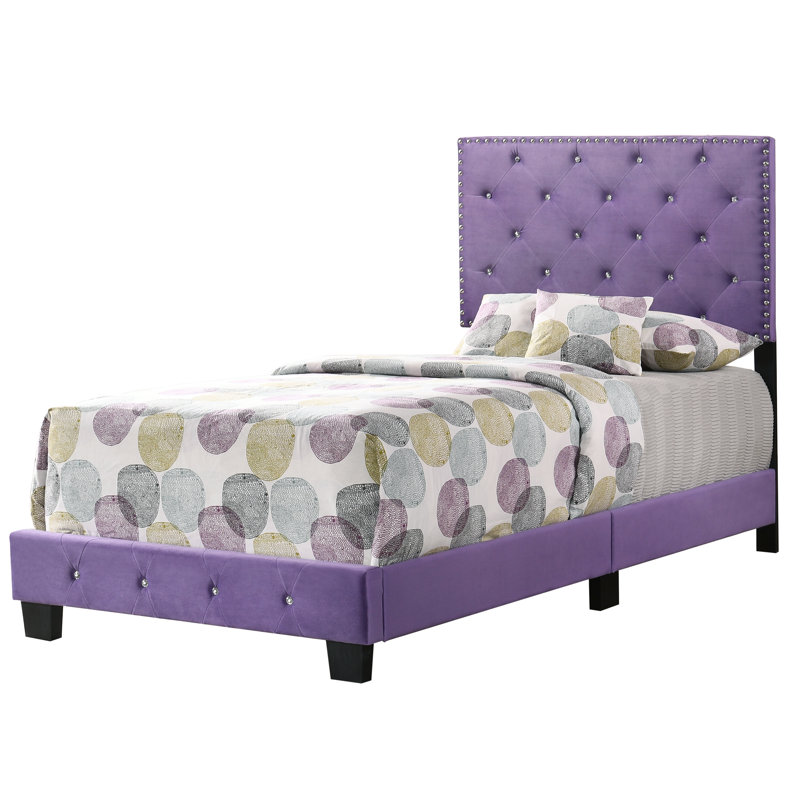 Suffolk Twin Box Spring Bed, Purple, Twin, Purple