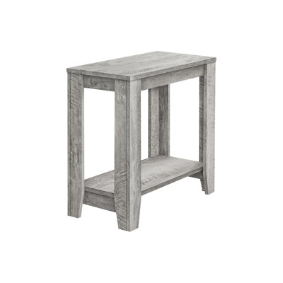 Modern Industrial Grey Side Table With Wood Look For Living Room, Bedroom, Or Den, Structure, Two - Tier Shelving Storage, 23.79L X 11.48W 22H Inches Contemporary Rectangular Accent In Look, Ideal