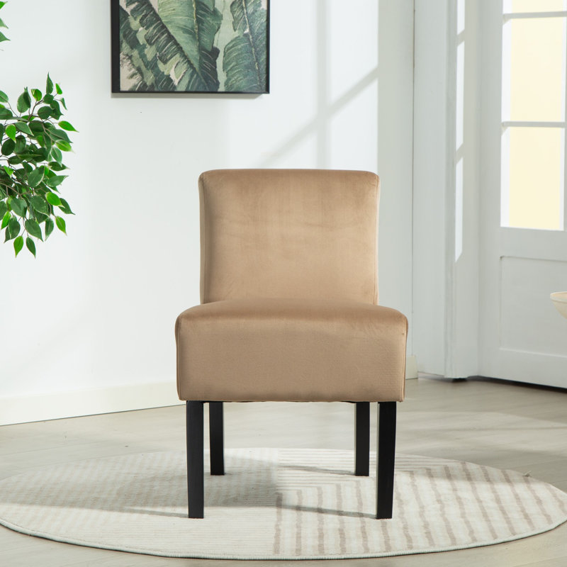 Valina Velvet Fabric Armless Accent Chair, Brown