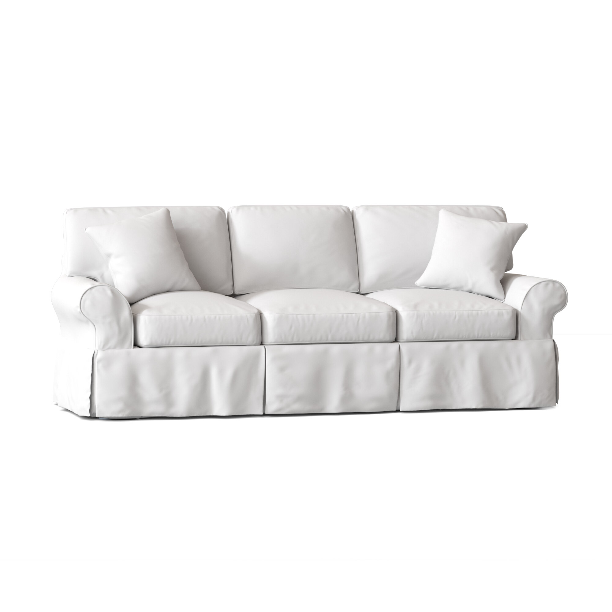 Lurdes 88” Rolled Arm Slipcovered Sofa Bed with Reversible Cushions