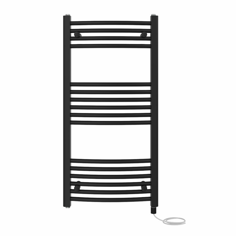 Gorrell Curved Towel Rail Heated Towel Rails, 100cm H x 50cm W x 5.2cm D, Black