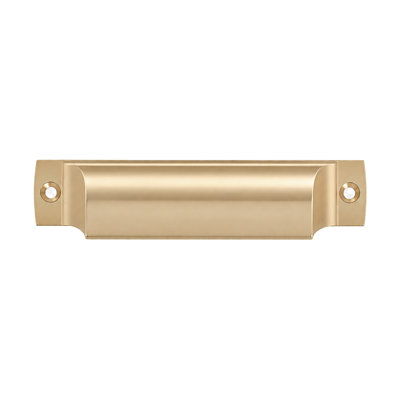SHP40CR003 Rectangular Shell Pull 4" in PVD Polished Brass