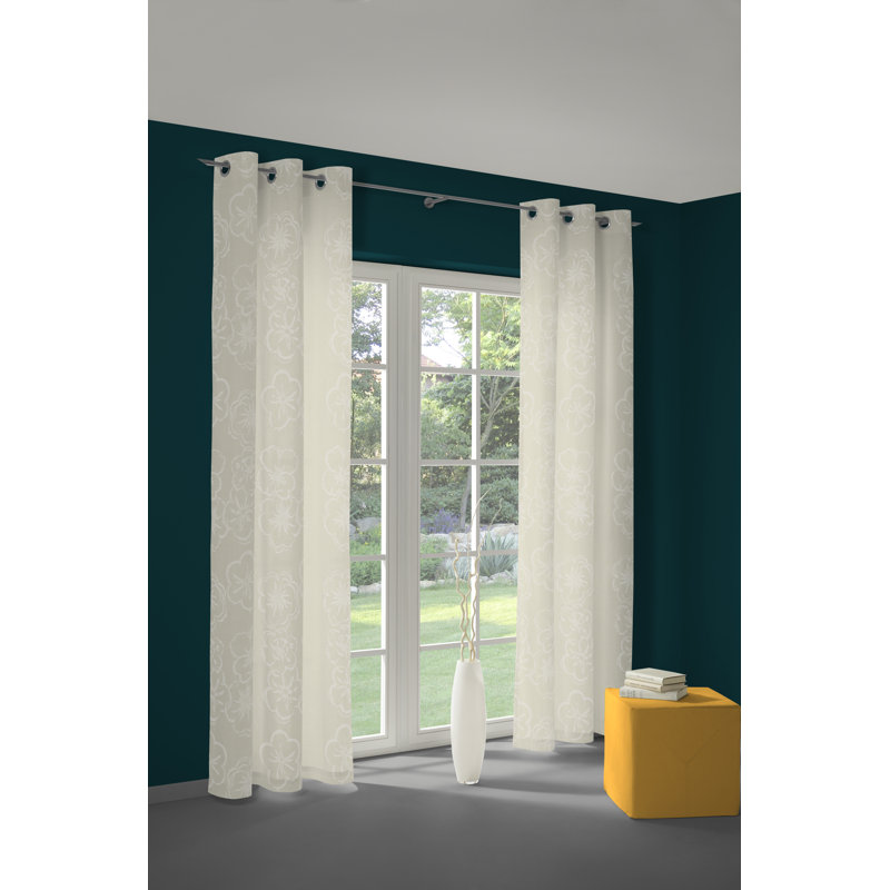 Pasadena Room Darkening Curtain Single Panel, 132 W x 175 D cm, Ecru