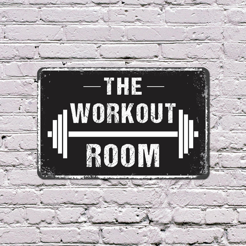 Enseigne en plastique de style rétro Workout Room (paquet de 2) 8 po x 12 po