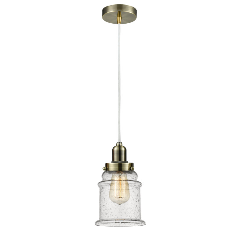 Webber 1 - Light Single Pendant, Antique Brass/White
