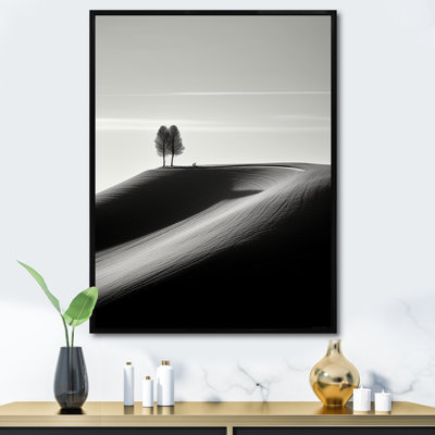 Reproduction d'art sur toile monochrome, "Desert Tree Scenery I" - Canyon et désert