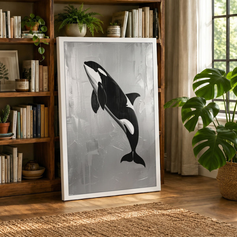 Leaping Orca Coastal - Wrapped Canvas, 30x20 - 76.2 x 50.8 cm, Ochre Border