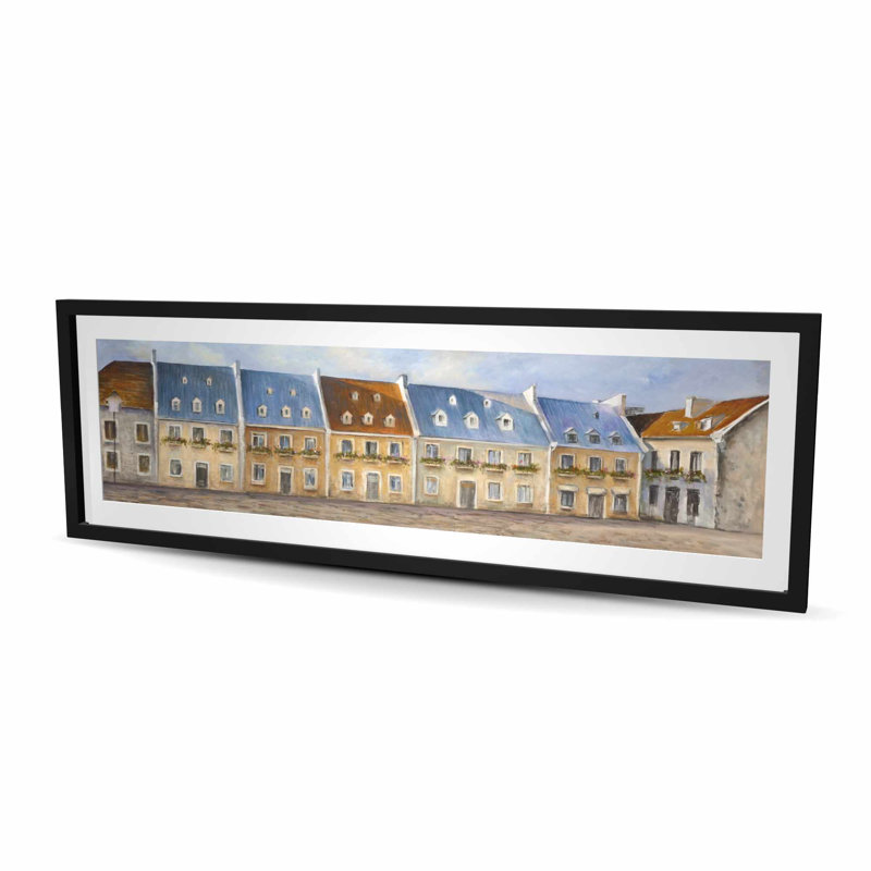 Vieux Québec - décor de chambre à coucher encadré, H 20 po x l 60 po, Noir
