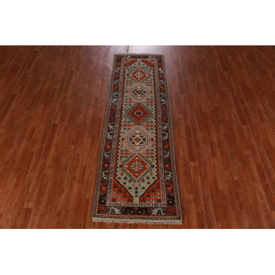 Tapis de couloir indien en laine Aqua