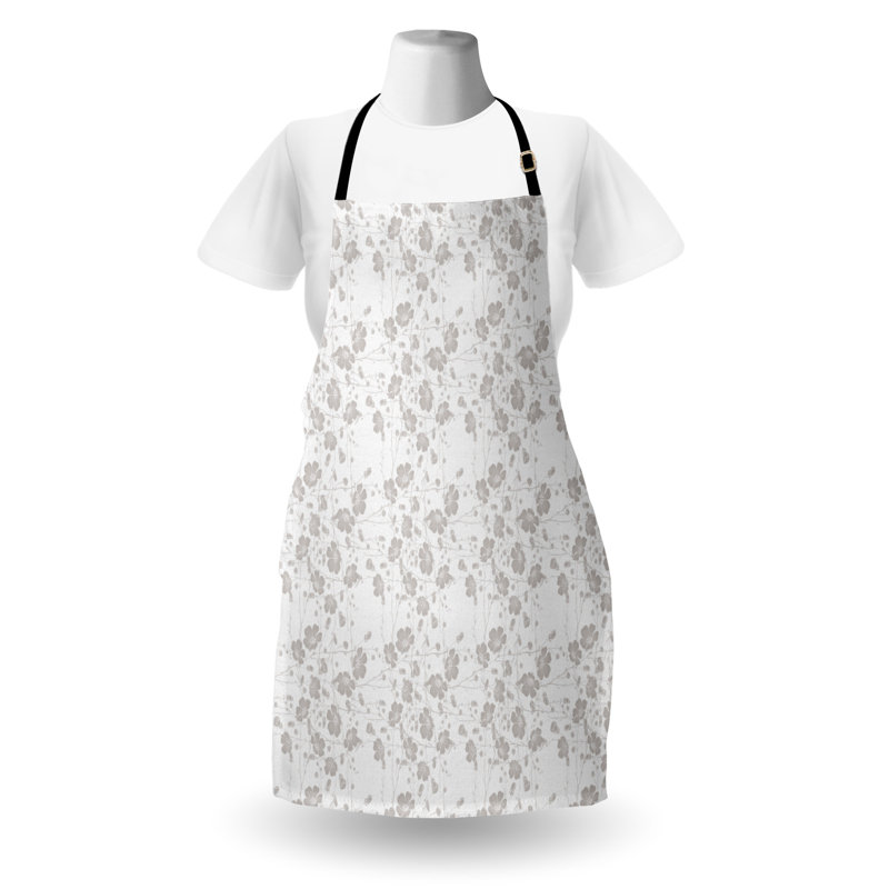 Tablier East Urban Home Nature unisexe, romantique fleurs pour la maison, taille adulte, gris pâle