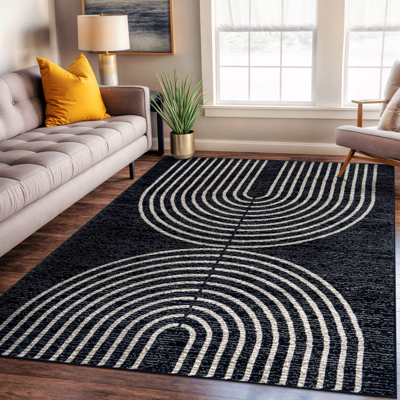 Contemporary Arch Design Area Rug, Rectangle 5' x 7'