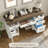Deanjelo 57" Farmhouse Computer Desk with Outlet and 5 Drawers&Filing Cabinet,Large Storage Cabinet for Home Office-1863598457