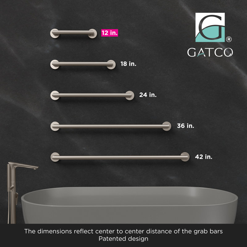 Glam Stainless Steel ADA Compliant Grab Bar | Bathroom Safety Grab Bar, Satin Nickel, 45" W