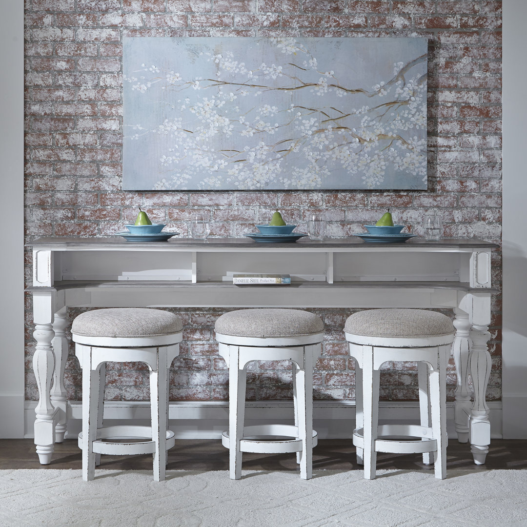 Colchester 4 Piece Console Table Set w/ 3 Upholstered Stools Laurel Foundry Modern Farmhouse®