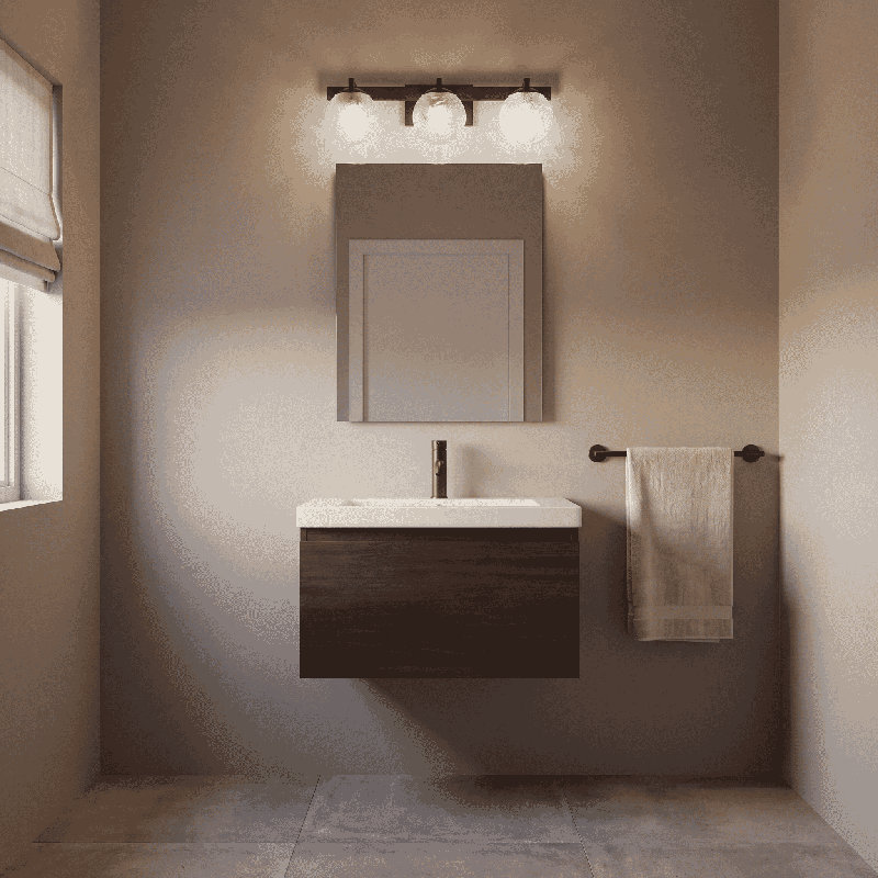 Luminaire pour meuble-lavabo Darien, H 7,25 po x l 25 po x P 5,88 po, Bronze, 3 lumières