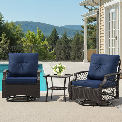 Ensemble de chaises berçantes et pivotantes avec coussins 3 pièces