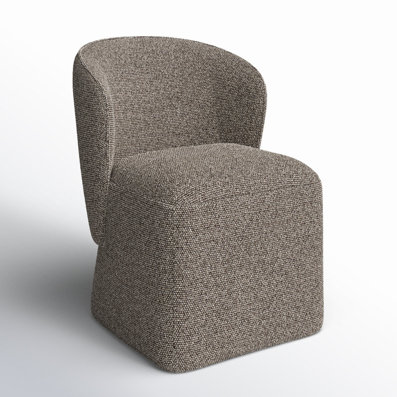 Niha Upholstered Dining Chair with Casters, Gellar Earth Tweed