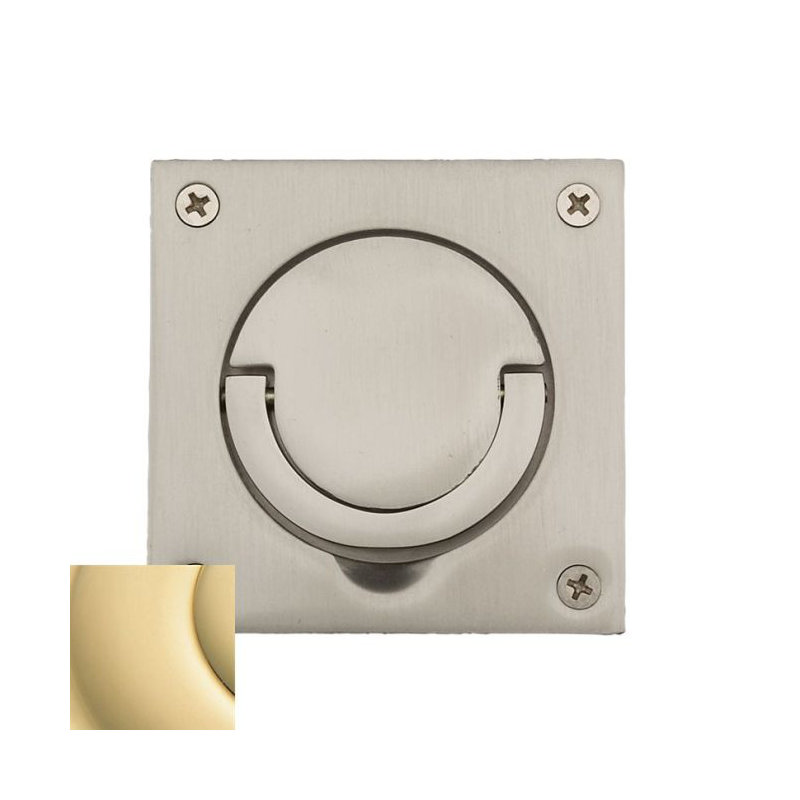 Spindle Solid Ring Pull Plate, Unlacquered Brass, 3.75" H x 3.6" W x 2" D