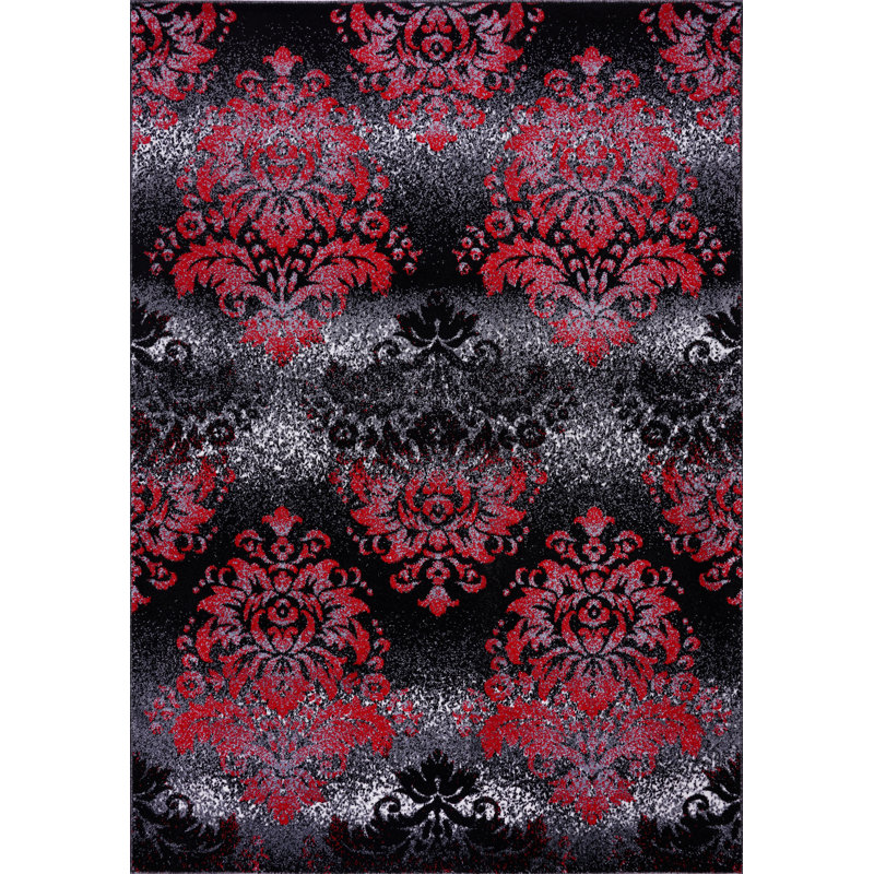 Tapis rouge / noir Creswell, Rectangle 7'10" x 10'5"