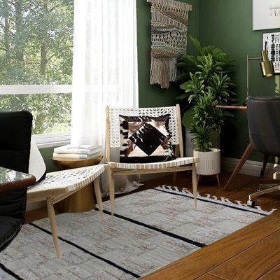 Elkan Plaid Hand Woven 65cm X 115cm Area Rug