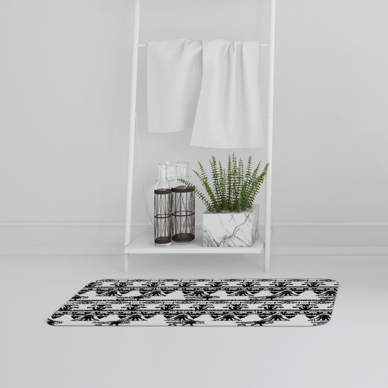 Ivers Non-Slip Bath Rug, White/Black