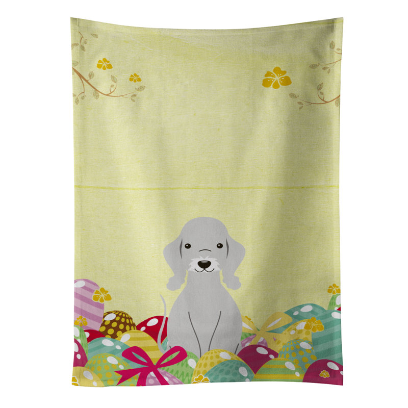 Serviette de thé bedlington terrier pâques œufs