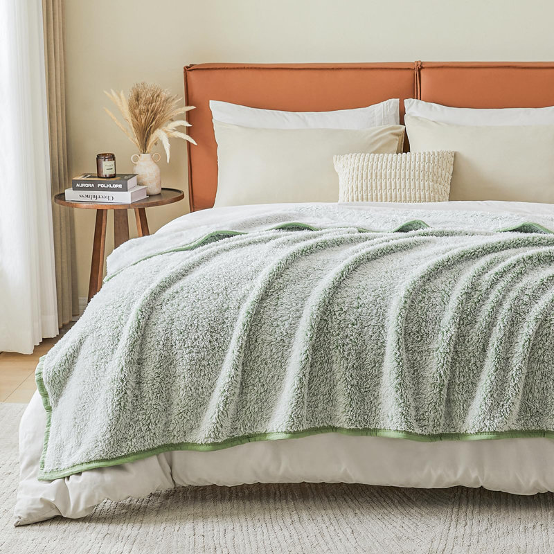 Couvertures en sherpa doux EMME, Lit simple, Vert