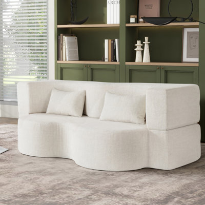 Canapé-lit pliable 2-en-1, canapé-lit convertible pliable convertible de 75 pouces, matelas rembourré en mousse à mémoire de forme avec 2 coussins pour le salon