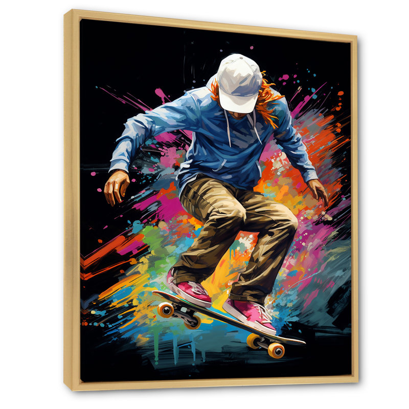 Skateboard Urban Flow V - impression sur toile de sport, H 32 po x l 16 po x P 1 po, Cadre naturel flottant