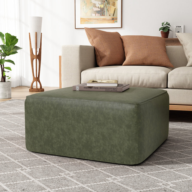 Repose-pieds rembourré en cuir PU Orrey, Vert