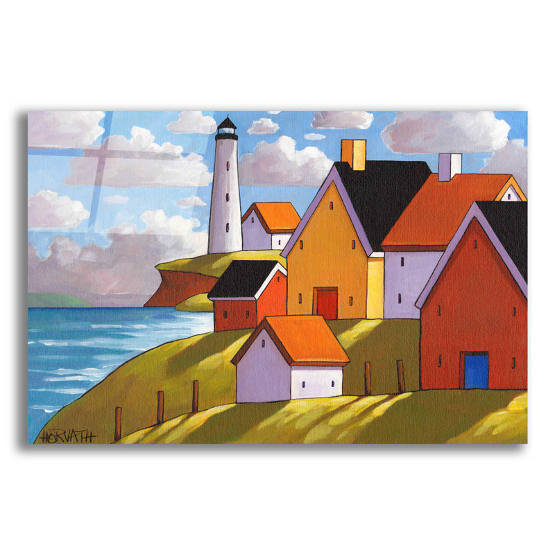 «Selke Lighthouse Cottage Hillside View» par Cathy Horvath-Buchanan - impression sans cadre, H 16 po x l 24 po x P 0,2 po