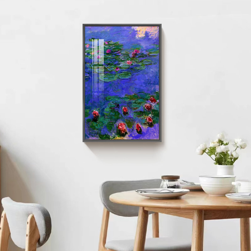 "Nymphéas" par Claude Monet - Peinture sur toile, Noir, H 24 po x l 16 po x P 1,3 po